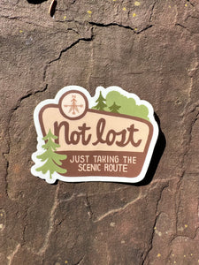 "Not Lost, Just Taking The Scenic Route" Sticker