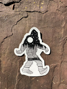 Bigfoot Nature Sticker Black & White